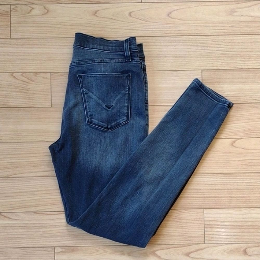 Hudson Barbara Super Skinny Black Wash Denim Distressed High Rise Jeans Size 28